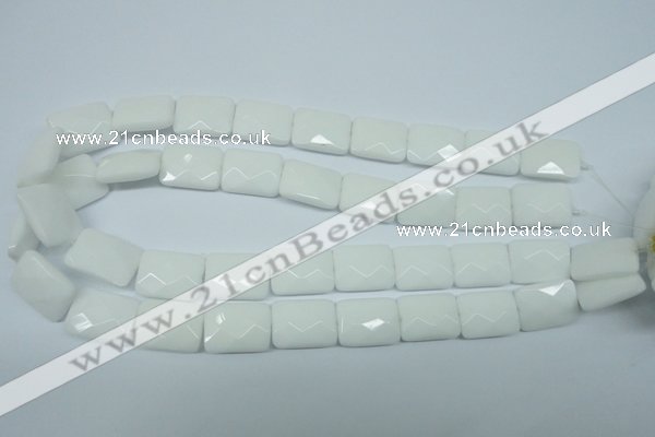 CPB331 15 inches 15*20mm faceted rectangle white porcelain beads