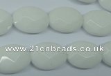 CPB337 15 inches 12*16mm faceted oval white porcelain beads