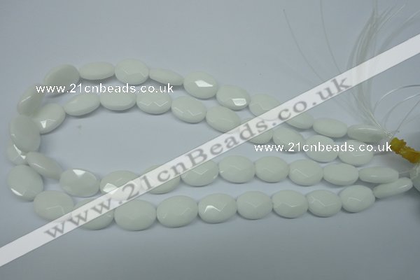 CPB338 15 inches 13*18mm faceted oval white porcelain beads