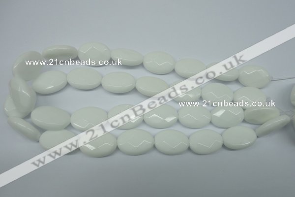 CPB340 15 inches 18*25mm faceted oval white porcelain beads