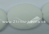 CPB342 15 inches 30*40mm faceted oval white porcelain beads