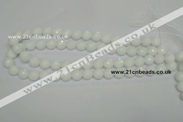 CPB35 15.5 inches 12mm faceted round white porcelain beads wholesale