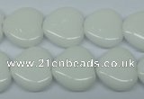 CPB350 15 inches 12*12mm heart white porcelain beads wholesale