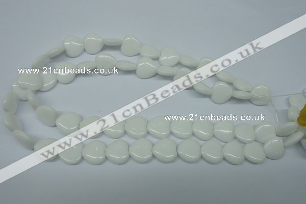 CPB350 15 inches 12*12mm heart white porcelain beads wholesale