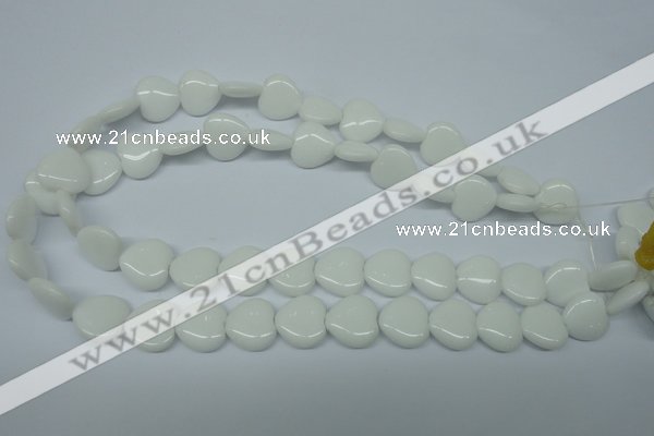 CPB351 15 inches 14*14mm heart white porcelain beads wholesale