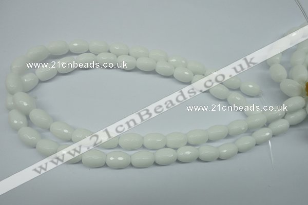 CPB355 15 inches 8*12mm faceted drum white porcelain beads wholesale