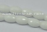 CPB358 15 inches 8*12mm faceted rice white porcelain beads wholesale