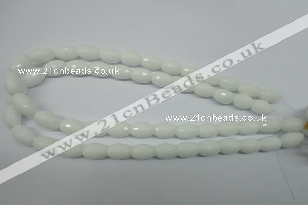 CPB358 15 inches 8*12mm faceted rice white porcelain beads wholesale