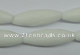 CPB359 15 inches 10*30mm faceted rice white porcelain beads wholesale