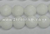 CPB36 15.5 inches 14mm faceted round white porcelain beads wholesale