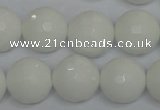 CPB37 15.5 inches 16mm faceted round white porcelain beads wholesale