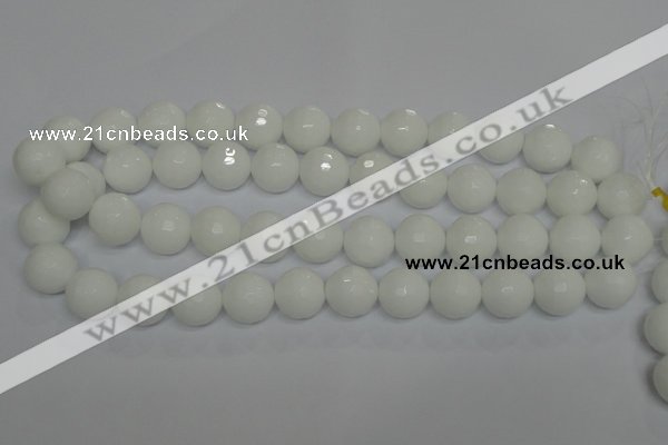 CPB37 15.5 inches 16mm faceted round white porcelain beads wholesale