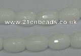 CPB41 15.5 inches 10*14mm faceted drum white porcelain beads