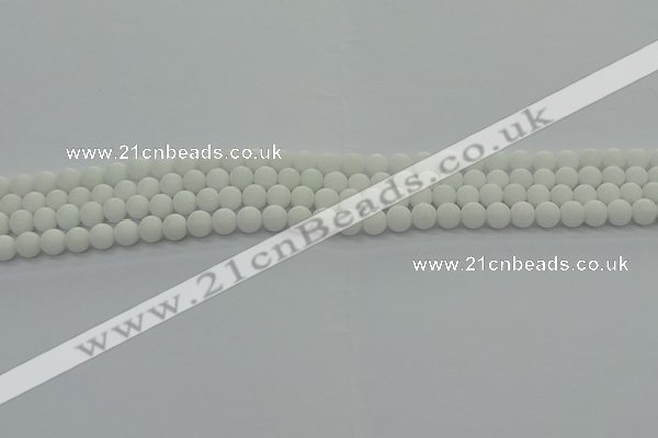 CPB410 15.5 inches 4mm round matte white porcelain beads