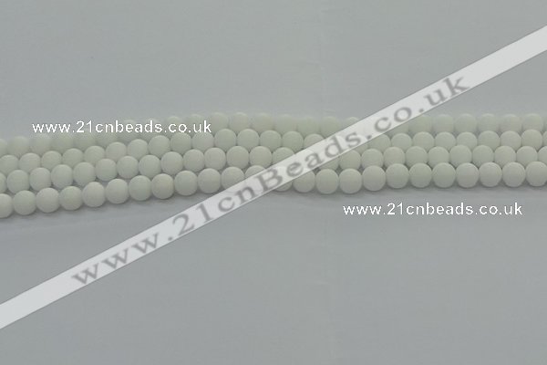 CPB411 15.5 inches 6mm round matte white porcelain beads