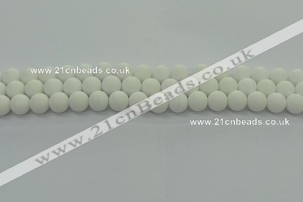 CPB413 15.5 inches 10mm round matte white porcelain beads