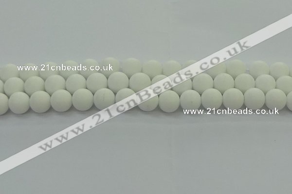 CPB414 15.5 inches 12mm round matte white porcelain beads