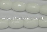 CPB42 15.5 inches 12*16mm faceted drum white porcelain beads