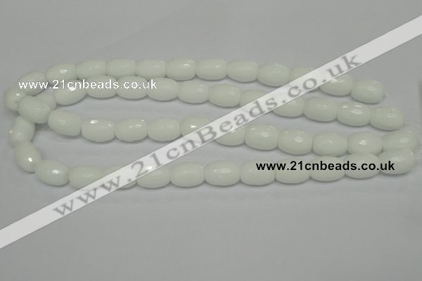 CPB42 15.5 inches 12*16mm faceted drum white porcelain beads