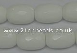 CPB44 15.5 inches 15*20mm faceted drum white porcelain beads