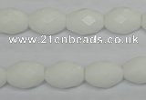 CPB46 15.5 inches 10*14mm faceted rice white porcelain beads