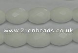 CPB47 15.5 inches 12*16mm faceted rice white porcelain beads