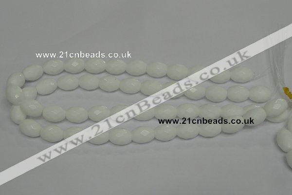 CPB47 15.5 inches 12*16mm faceted rice white porcelain beads