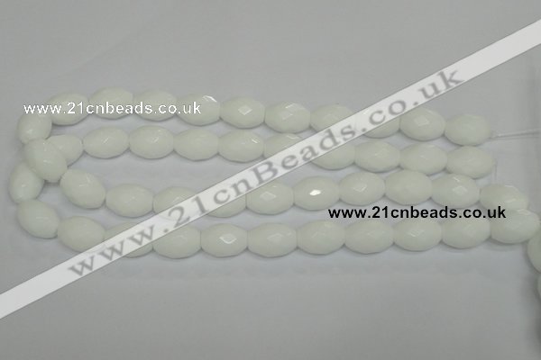 CPB48 15.5 inches 13*18mm faceted rice white porcelain beads