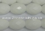 CPB49 15.5 inches 15*20mm faceted rice white porcelain beads