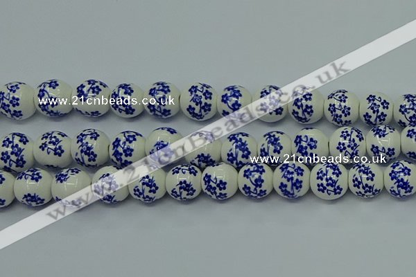 CPB501 15.5 inches 6mm round Painted porcelain beads