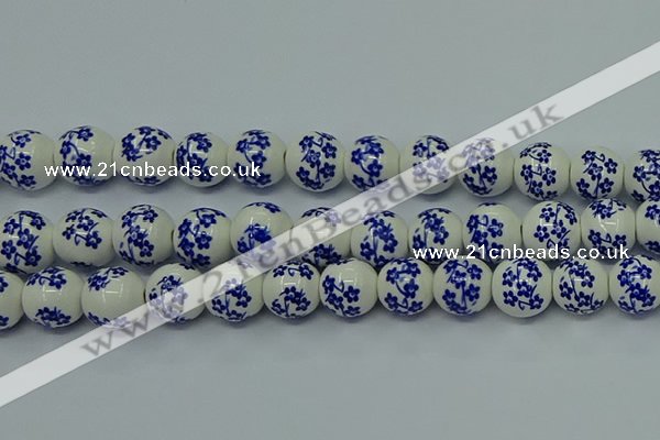 CPB502 15.5 inches 8mm round Painted porcelain beads