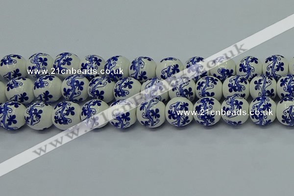 CPB513 15.5 inches 10mm round Painted porcelain beads