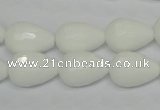 CPB52 15.5 inches 12*16mm faceted teardrop white porcelain beads