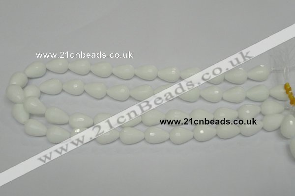 CPB52 15.5 inches 12*16mm faceted teardrop white porcelain beads