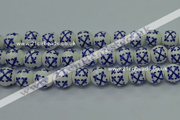 CPB521 15.5 inches 6mm round Painted porcelain beads