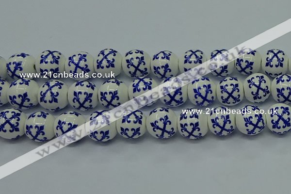 CPB522 15.5 inches 8mm round Painted porcelain beads