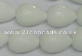 CPB54 15.5 inches 15*20mm faceted teardrop white porcelain beads