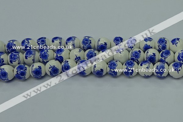 CPB542 15.5 inches 8mm round Painted porcelain beads