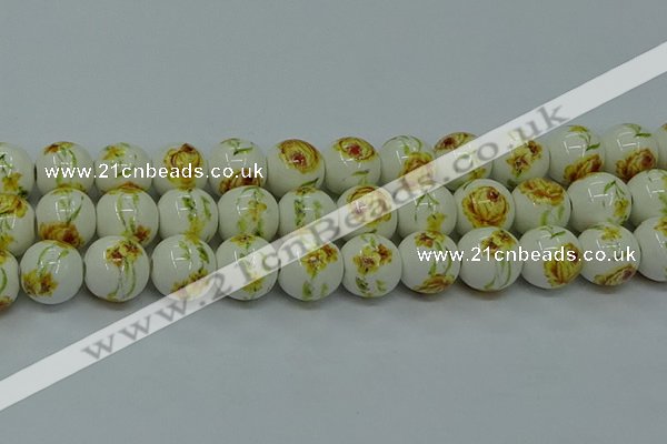 CPB562 15.5 inches 8mm round Painted porcelain beads