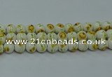 CPB563 15.5 inches 10mm round Painted porcelain beads