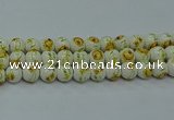 CPB565 15.5 inches 14mm round Painted porcelain beads