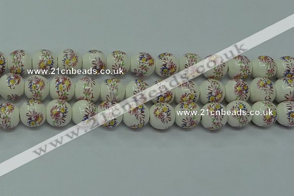 CPB571 15.5 inches 6mm round Painted porcelain beads