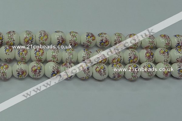 CPB572 15.5 inches 8mm round Painted porcelain beads