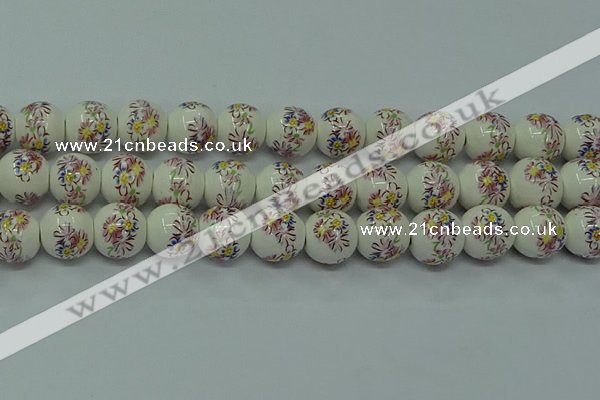 CPB573 15.5 inches 10mm round Painted porcelain beads