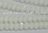 CPB58 15.5 inches 5*8mm faceted rondelle white porcelain beads