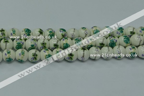 CPB582 15.5 inches 8mm round Painted porcelain beads