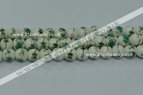 CPB584 15.5 inches 12mm round Painted porcelain beads