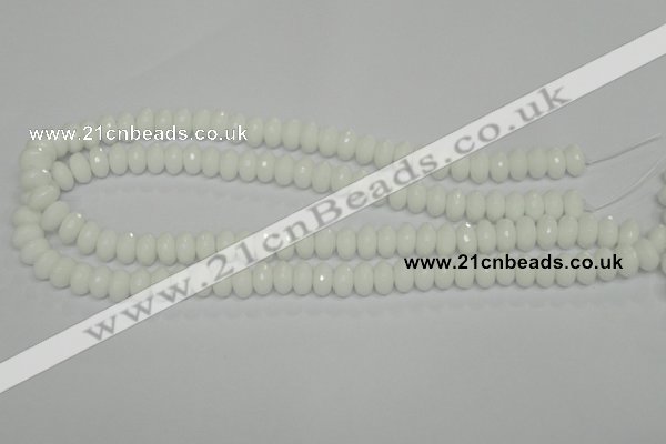 CPB59 15.5 inches 6*10mm faceted rondelle white porcelain beads