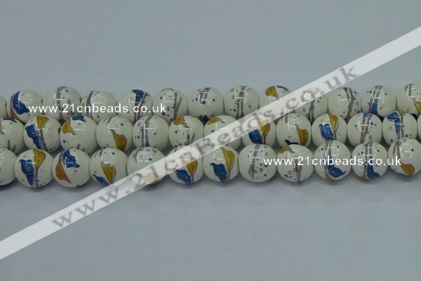 CPB592 15.5 inches 8mm round Painted porcelain beads