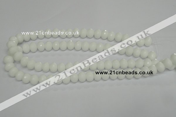 CPB60 15.5 inches 8*12mm faceted rondelle white porcelain beads